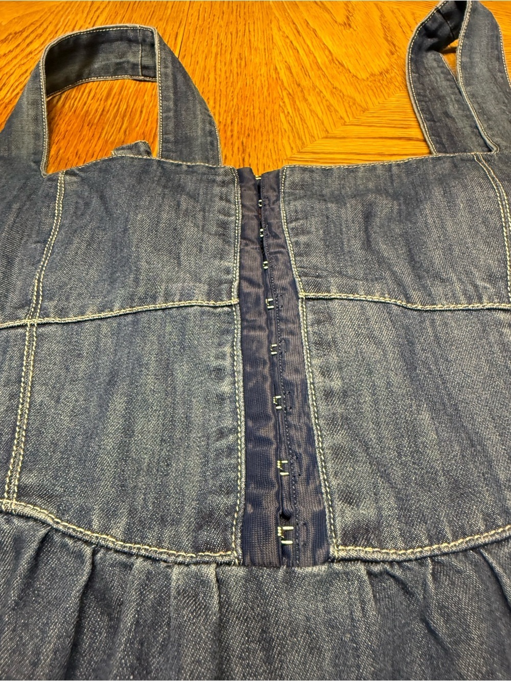 Denim Maxi Dress with Button Front and Pockets - Picture 5 of 13